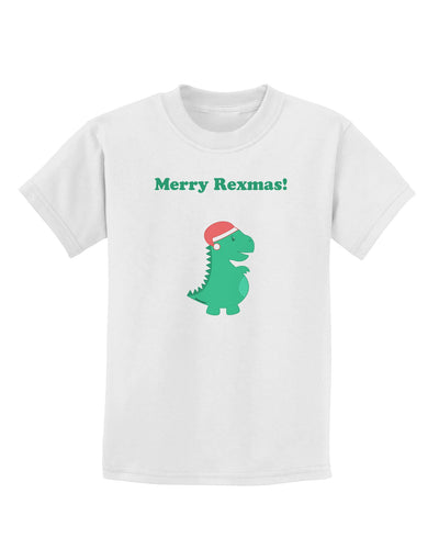 Merry Rexmas T-Rex Dinosaur Christmas Childrens T-Shirt-Childrens T-Shirt-TooLoud-White-X-Small-Davson Sales