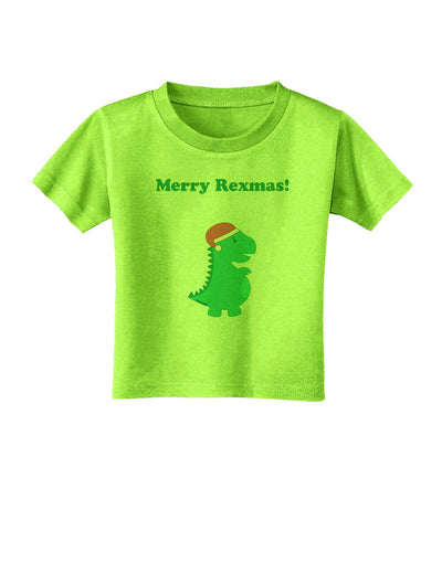 Merry Rexmas T-Rex Dinosaur Christmas Toddler T-Shirt-Toddler T-Shirt-TooLoud-Lime-Green-2T-Davson Sales