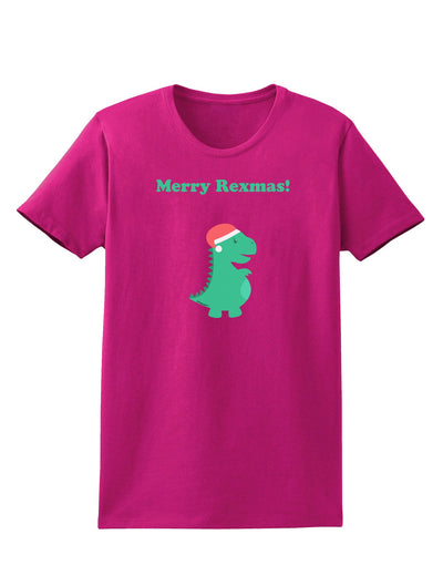 Merry Rexmas T-Rex Dinosaur Christmas Womens Dark T-Shirt-TooLoud-Hot-Pink-Small-Davson Sales
