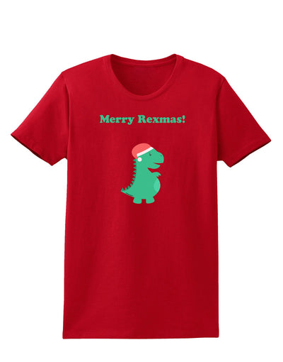 Merry Rexmas T-Rex Dinosaur Christmas Womens Dark T-Shirt-TooLoud-Red-X-Small-Davson Sales