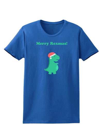 Merry Rexmas T-Rex Dinosaur Christmas Womens Dark T-Shirt-TooLoud-Royal-Blue-X-Small-Davson Sales