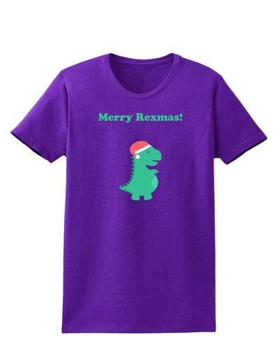 Merry Rexmas T-Rex Dinosaur Christmas Womens Dark T-Shirt-TooLoud-Purple-X-Small-Davson Sales