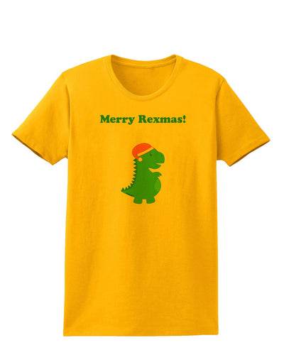 Merry Rexmas T-Rex Dinosaur Christmas Womens T-Shirt-Womens T-Shirt-TooLoud-Gold-X-Small-Davson Sales