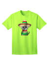 Metallic Adult T-Shirt - Sombrero and Poncho Cat Design by TooLoud-Mens T-shirts-TooLoud-Neon-Green-Small-Davson Sales