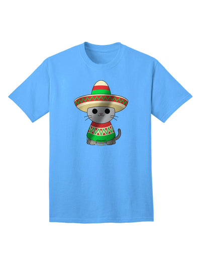 Metallic Adult T-Shirt - Sombrero and Poncho Cat Design by TooLoud-Mens T-shirts-TooLoud-Aquatic-Blue-Small-Davson Sales