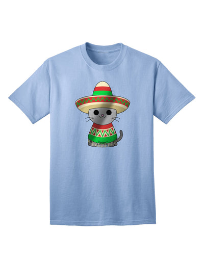 Metallic Adult T-Shirt - Sombrero and Poncho Cat Design by TooLoud-Mens T-shirts-TooLoud-Light-Blue-Small-Davson Sales