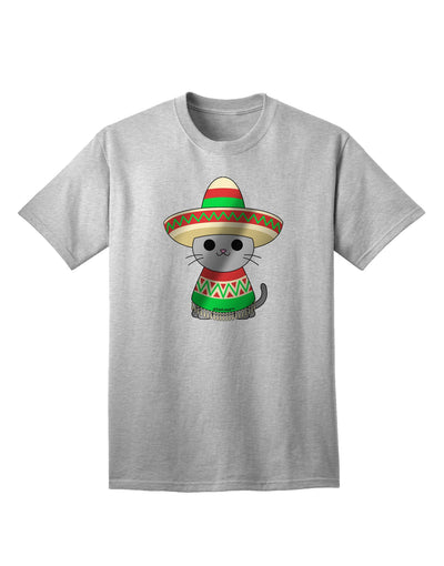 Metallic Adult T-Shirt - Sombrero and Poncho Cat Design by TooLoud-Mens T-shirts-TooLoud-AshGray-Small-Davson Sales