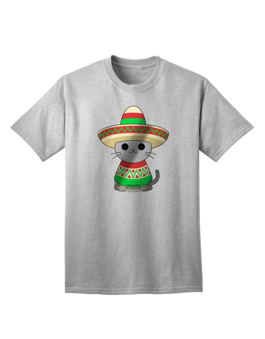 Metallic Adult T-Shirt - Sombrero and Poncho Cat Design by TooLoud-Mens T-shirts-TooLoud-White-Small-Davson Sales