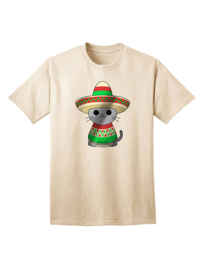 Metallic Adult T-Shirt - Sombrero and Poncho Cat Design by TooLoud-Mens T-shirts-TooLoud-Natural-Small-Davson Sales