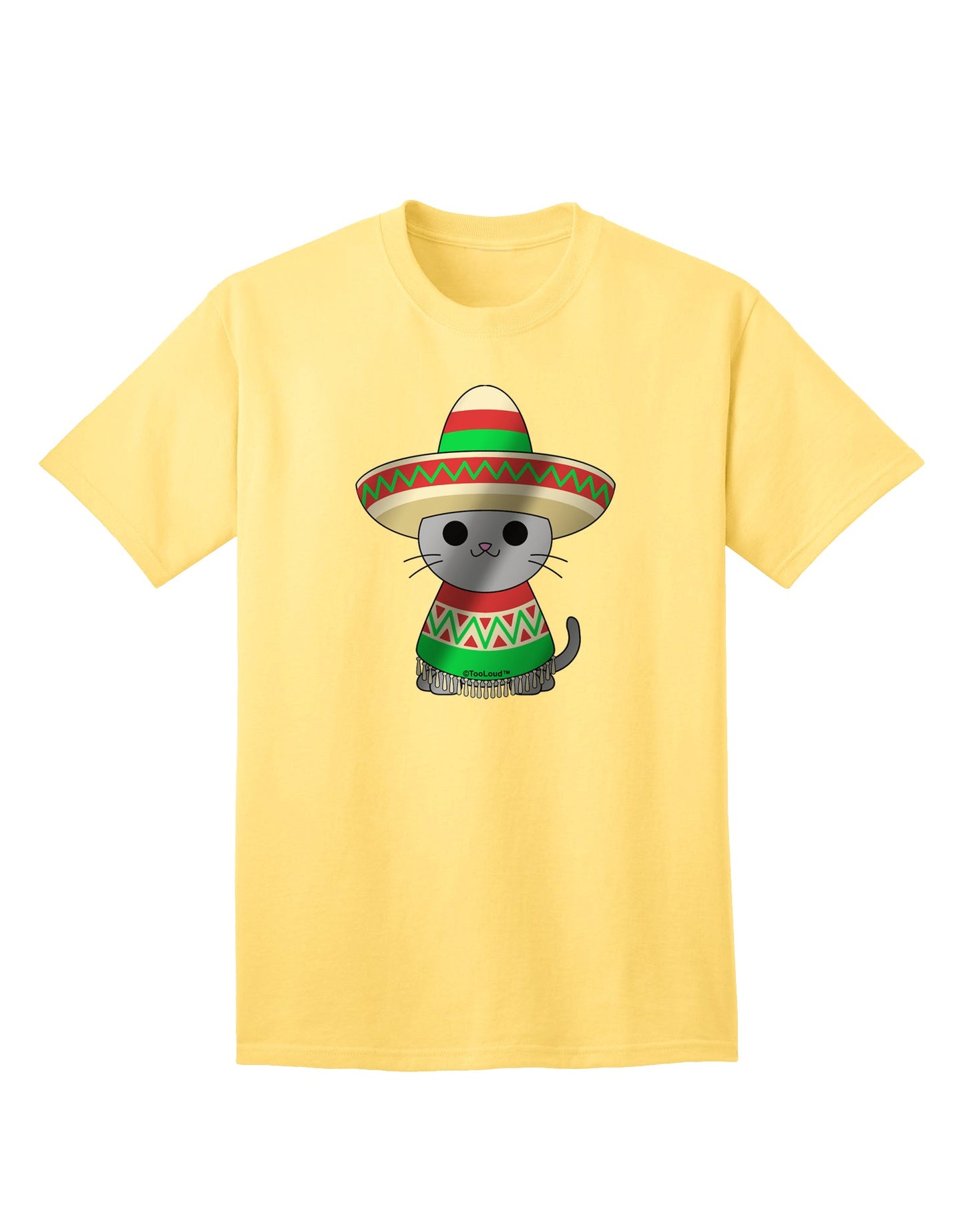 Metallic Adult T-Shirt - Sombrero and Poncho Cat Design by TooLoud-Mens T-shirts-TooLoud-Yellow-Small-Davson Sales