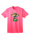 Metallic Adult T-Shirt - Sombrero and Poncho Cat Design by TooLoud-Mens T-shirts-TooLoud-Neon-Pink-Small-Davson Sales