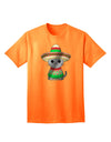 Metallic Adult T-Shirt - Sombrero and Poncho Cat Design by TooLoud-Mens T-shirts-TooLoud-Neon-Orange-Small-Davson Sales