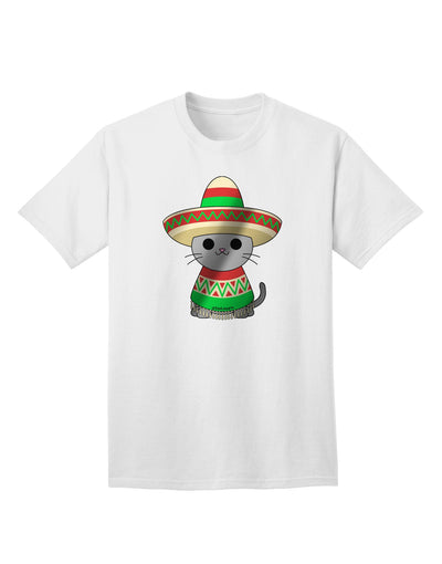 Metallic Adult T-Shirt - Sombrero and Poncho Cat Design by TooLoud-Mens T-shirts-TooLoud-White-Small-Davson Sales