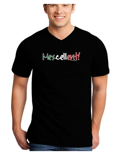 Mexcellent Flag Color - Cinco De Mayo Adult Dark V-Neck T-Shirt-TooLoud-Black-Small-Davson Sales