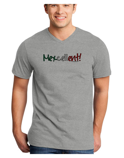 Mexcellent Flag Color - Cinco De Mayo Adult V-Neck T-shirt-Mens V-Neck T-Shirt-TooLoud-HeatherGray-Small-Davson Sales