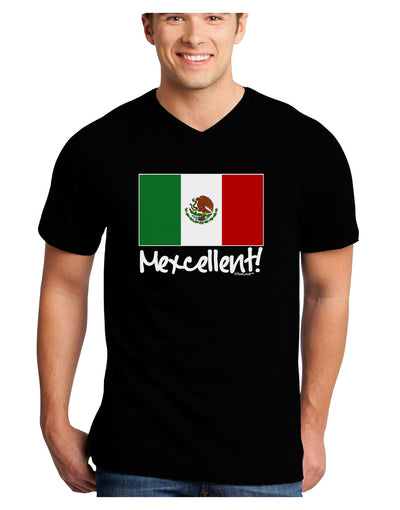 Mexcellent - Mexican Flag Adult Dark V-Neck T-Shirt-TooLoud-Black-Small-Davson Sales