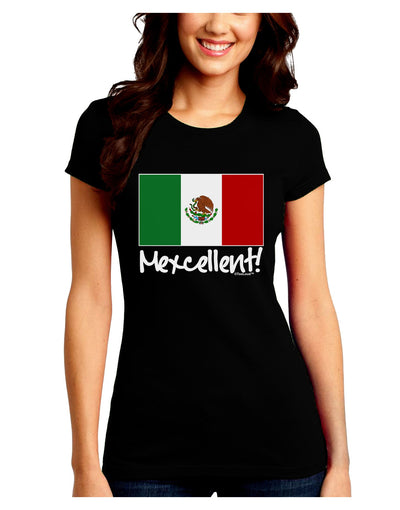 Mexcellent - Mexican Flag Juniors Crew Dark T-Shirt-T-Shirts Juniors Tops-TooLoud-Black-Juniors Fitted Small-Davson Sales