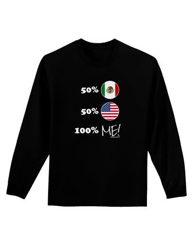 Mexican American 100 Percent Me Adult Long Sleeve Dark T-Shirt-TooLoud-Black-Small-Davson Sales
