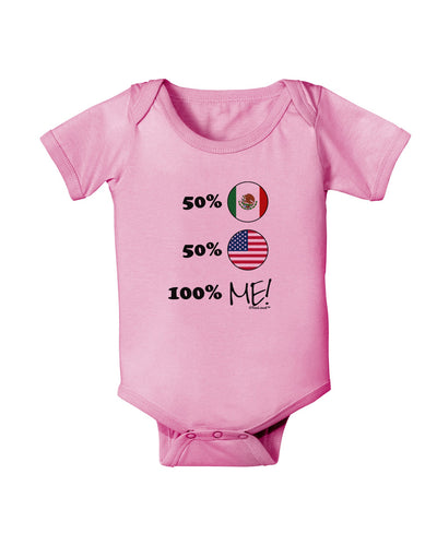 Mexican American 100 Percent Me Baby Romper Bodysuit-Baby Romper-TooLoud-Light-Pink-06-Months-Davson Sales