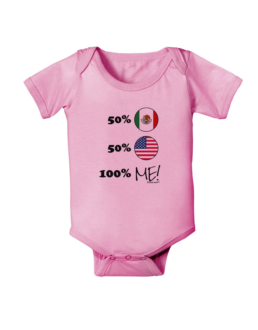 Mexican American 100 Percent Me Baby Romper Bodysuit-Baby Romper-TooLoud-White-06-Months-Davson Sales