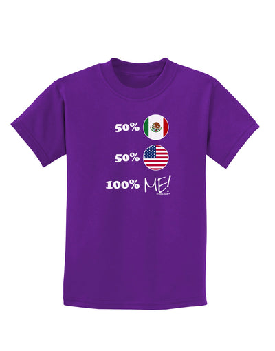 Mexican American 100 Percent Me Childrens Dark T-Shirt-Childrens T-Shirt-TooLoud-Purple-X-Small-Davson Sales