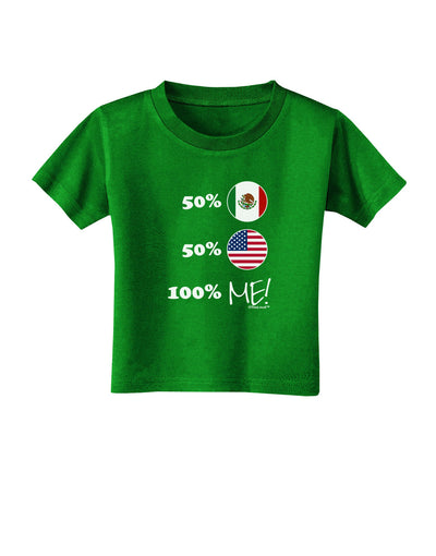 Mexican American 100 Percent Me Toddler T-Shirt Dark-Toddler T-Shirt-TooLoud-Clover-Green-2T-Davson Sales