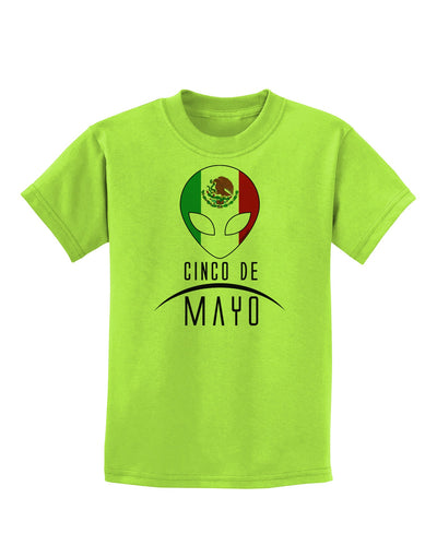 Mexican Extraterrestrial Text Childrens T-Shirt-Childrens T-Shirt-TooLoud-Lime-Green-X-Small-Davson Sales