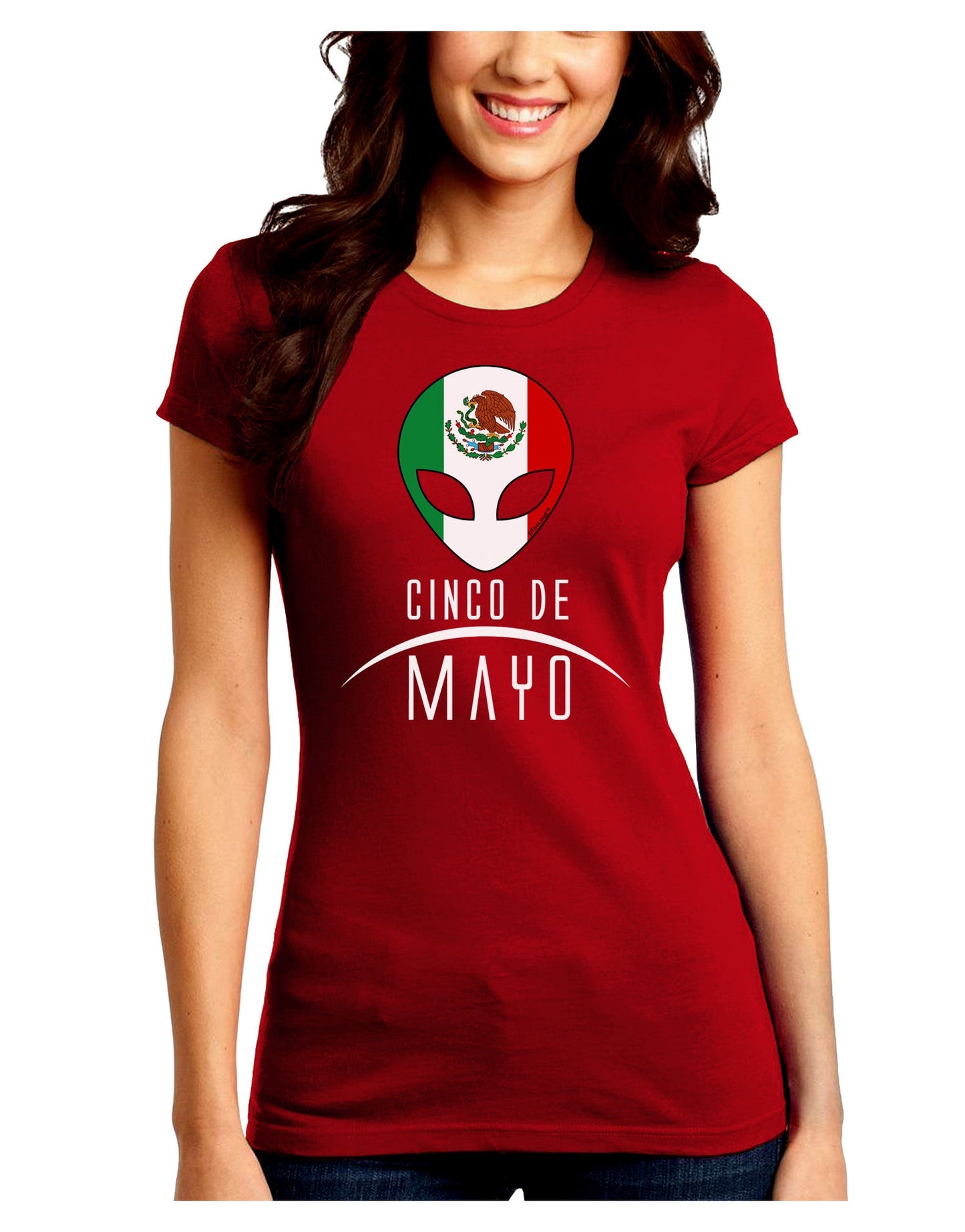 Mexican Extraterrestrial Text Juniors Petite Crew Dark T-Shirt-T-Shirts Juniors Tops-TooLoud-Red-Juniors Fitted Small-Davson Sales