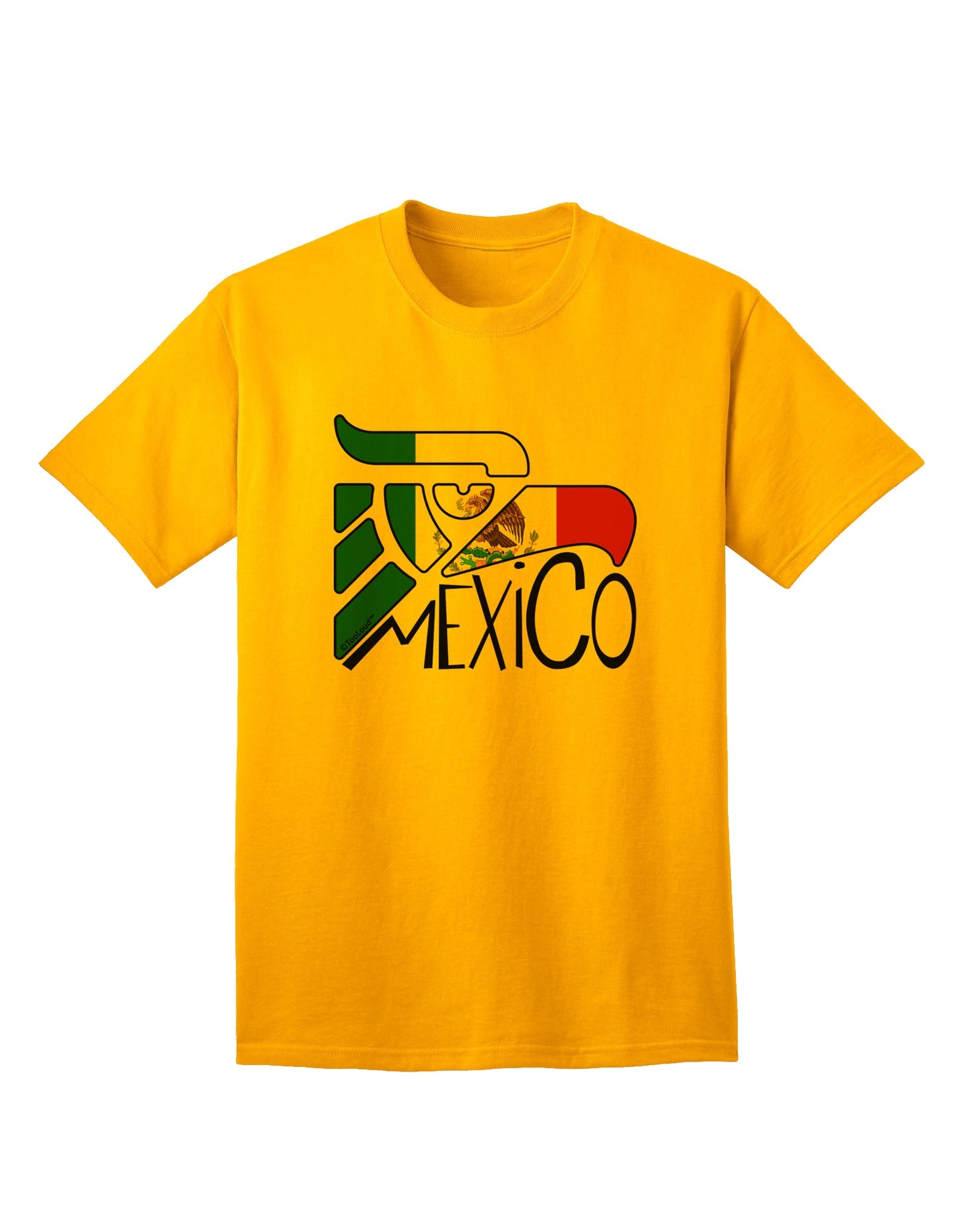 Mexican Flag Adult T-Shirt featuring the Iconic Mexico Eagle Symbol by TooLoud-Mens T-shirts-TooLoud-Gold-Small-Davson Sales