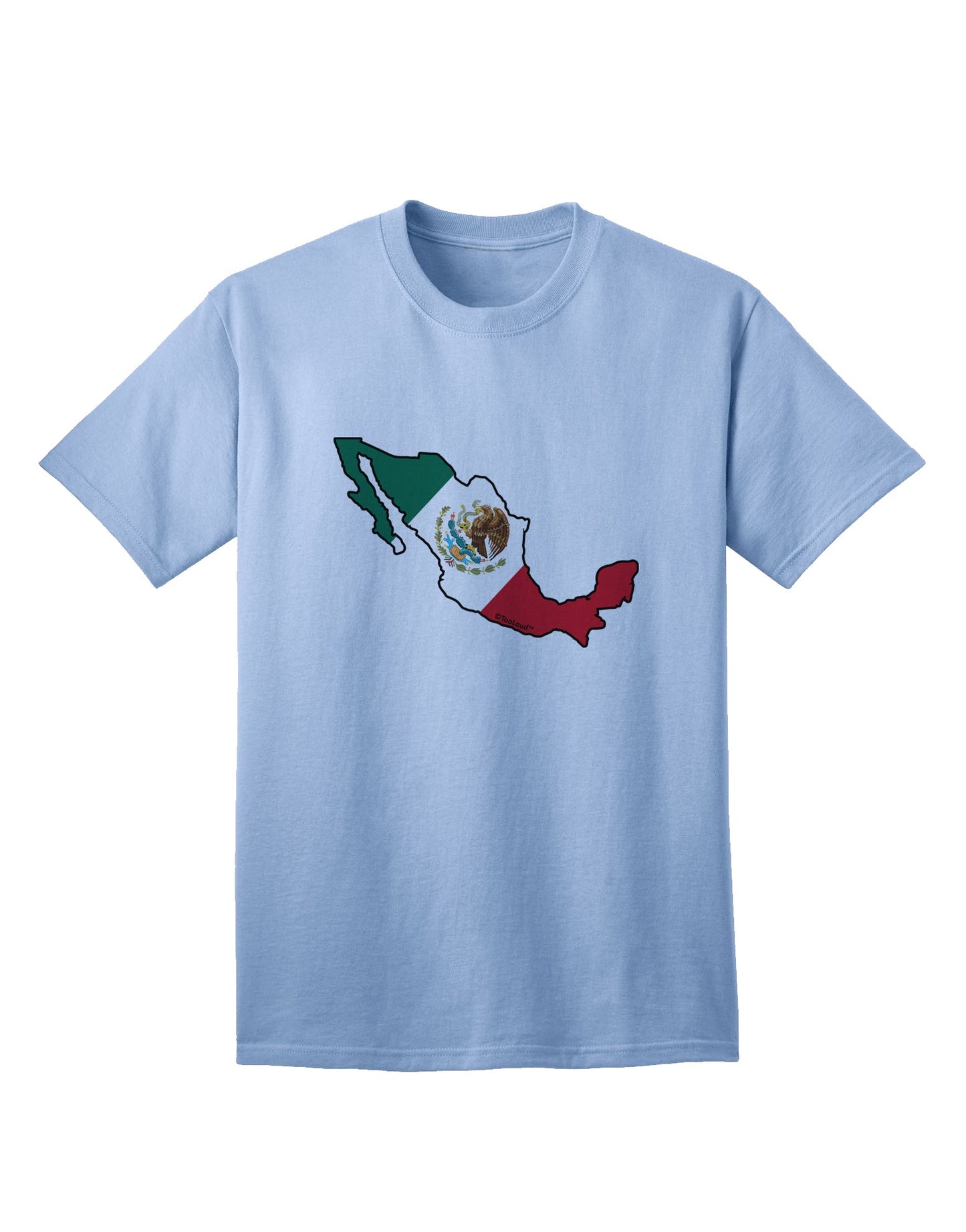 Mexican Flag Adult T-Shirt with Mexico Outline by TooLoud-Mens T-shirts-TooLoud-Light-Blue-Small-Davson Sales