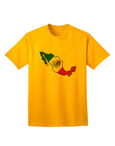 Mexican Flag Adult T-Shirt with Mexico Outline by TooLoud-Mens T-shirts-TooLoud-Gold-Small-Davson Sales