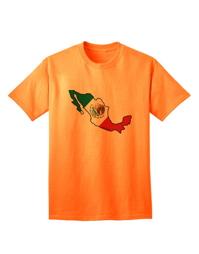 Mexican Flag Adult T-Shirt with Mexico Outline by TooLoud-Mens T-shirts-TooLoud-Neon-Orange-Small-Davson Sales