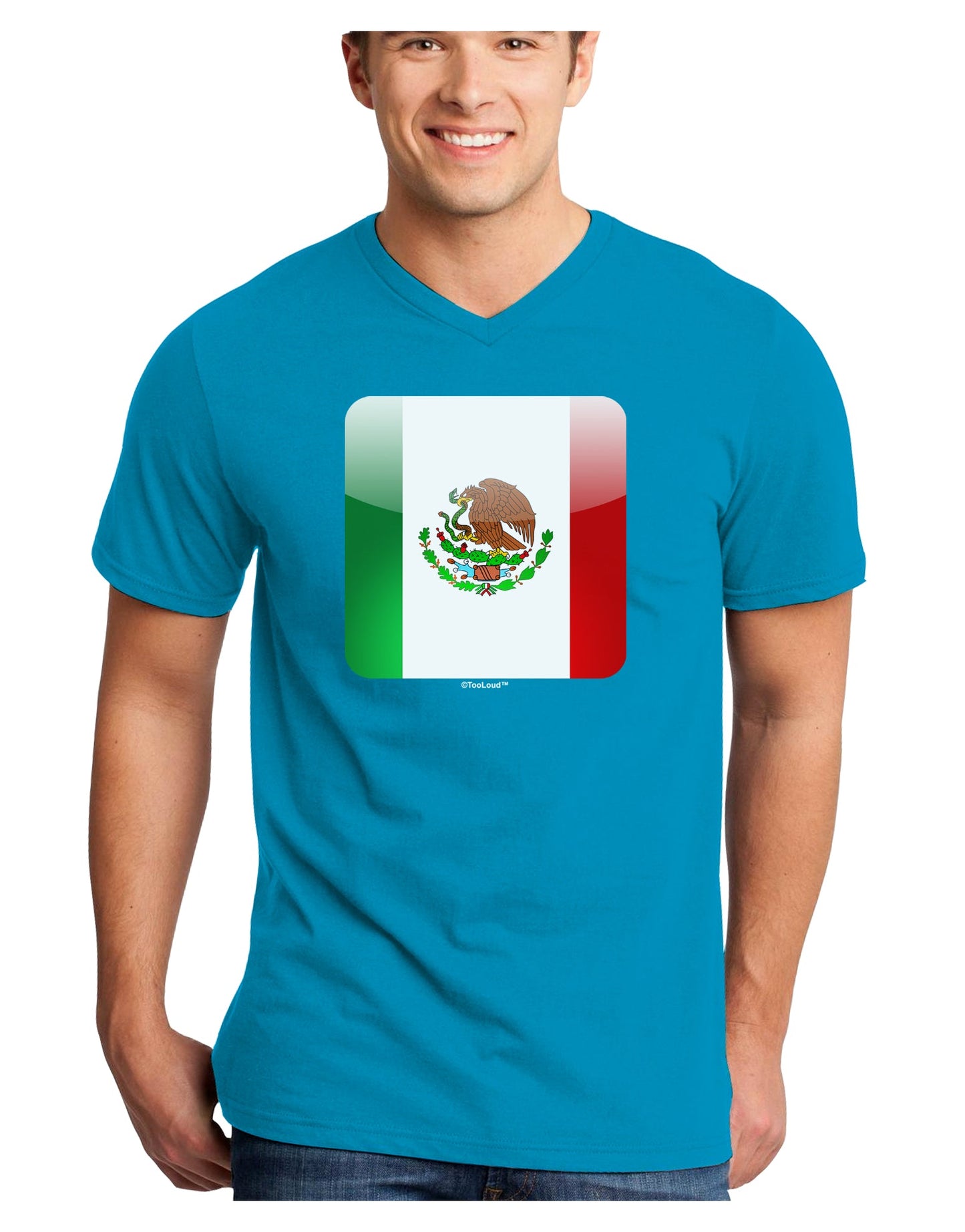 Mexican Flag App Icon Adult Dark V-Neck T-Shirt by TooLoud-Mens V-Neck T-Shirt-TooLoud-Turquoise-Small-Davson Sales