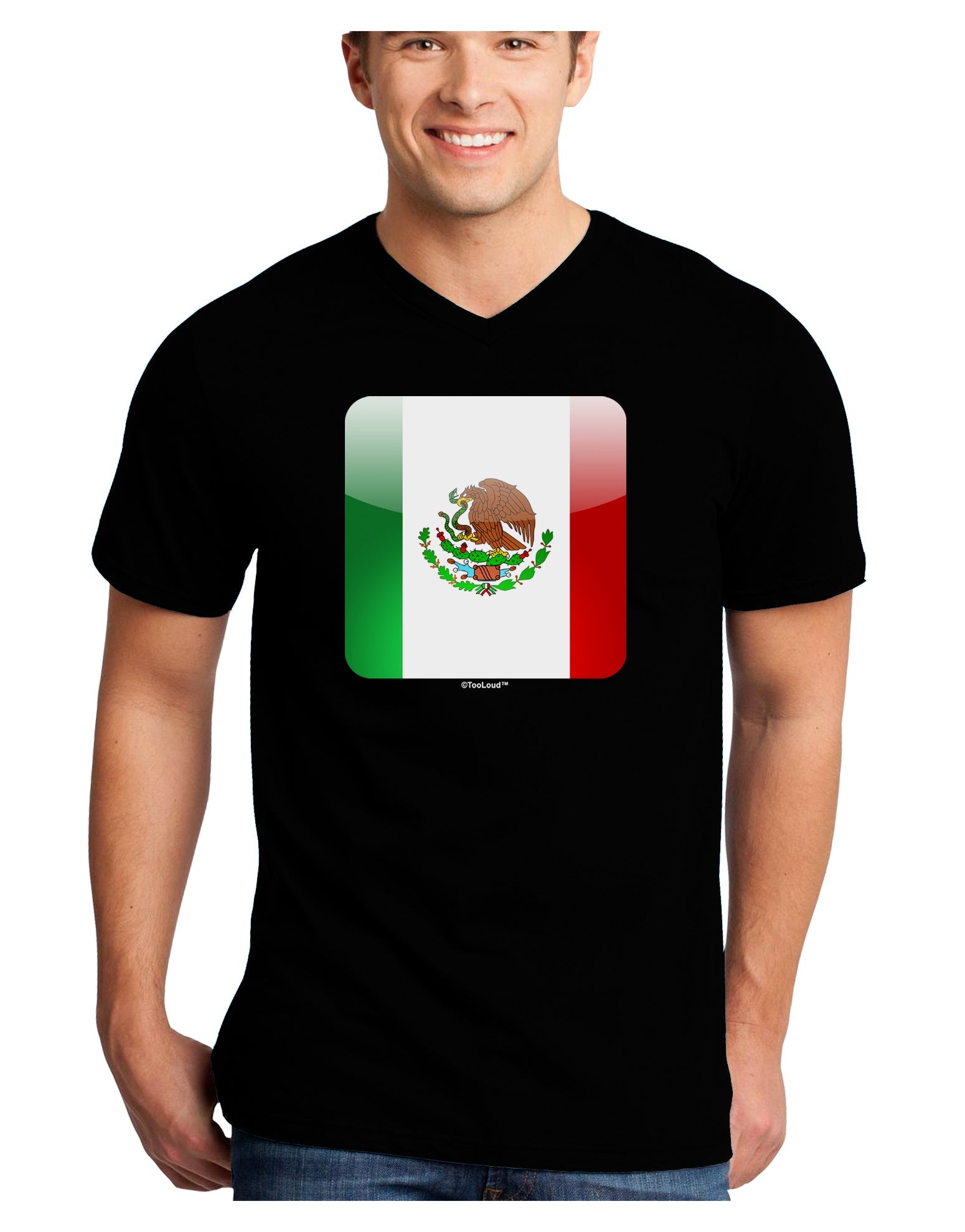 Mexican Flag App Icon Adult Dark V-Neck T-Shirt by TooLoud-Mens V-Neck T-Shirt-TooLoud-Black-Small-Davson Sales