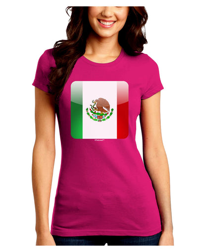 Mexican Flag App Icon Juniors Crew Dark T-Shirt by TooLoud-T-Shirts Juniors Tops-TooLoud-Hot-Pink-Juniors Fitted Small-Davson Sales