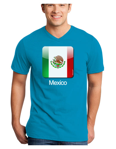 Mexican Flag App Icon - Text Adult Dark V-Neck T-Shirt by TooLoud-Mens V-Neck T-Shirt-TooLoud-Turquoise-Small-Davson Sales