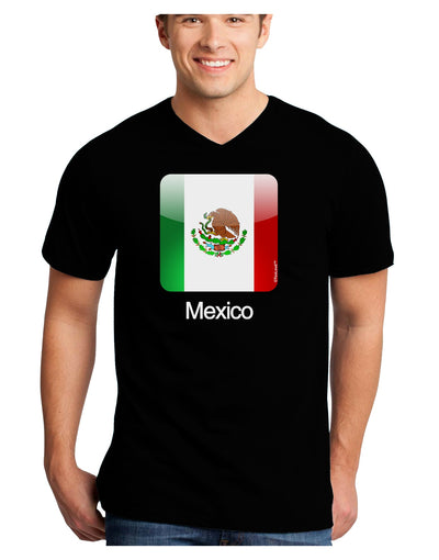 Mexican Flag App Icon - Text Adult Dark V-Neck T-Shirt by TooLoud-Mens V-Neck T-Shirt-TooLoud-Black-Small-Davson Sales