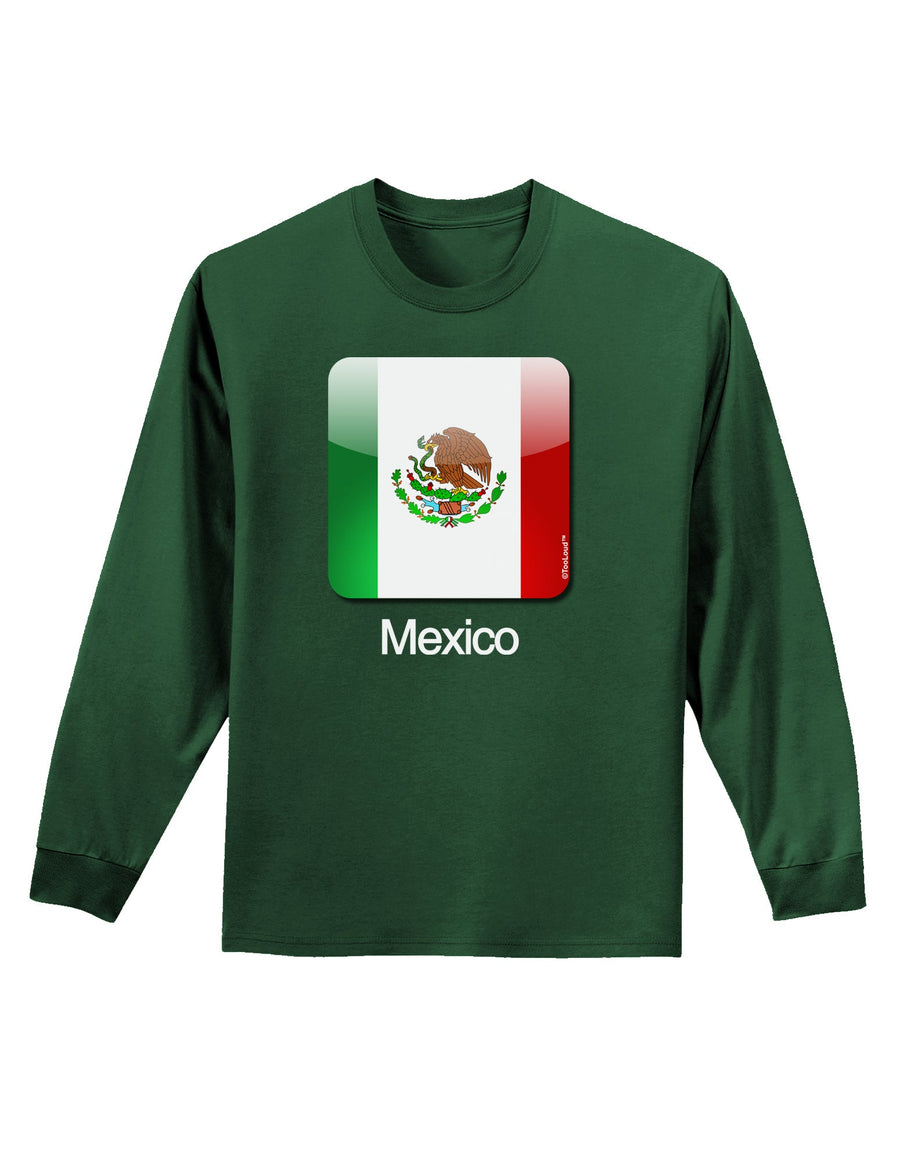 Mexican Flag App Icon - Text Adult Long Sleeve Dark T-Shirt by TooLoud-TooLoud-Black-Small-Davson Sales