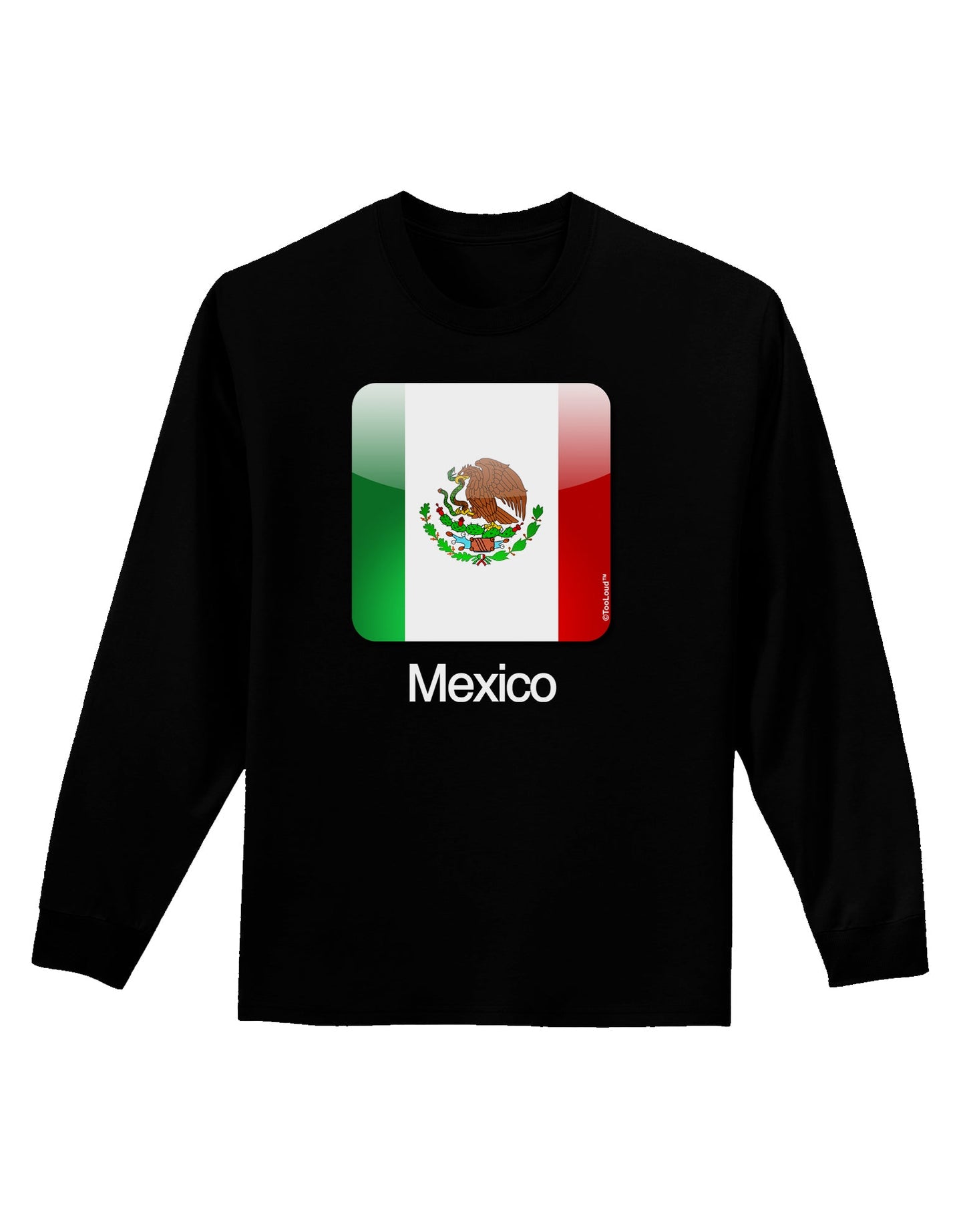 Mexican Flag App Icon - Text Adult Long Sleeve Dark T-Shirt by TooLoud-TooLoud-Black-Small-Davson Sales