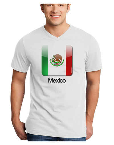 Mexican Flag App Icon - Text Adult V-Neck T-shirt by TooLoud-Mens V-Neck T-Shirt-TooLoud-White-Small-Davson Sales