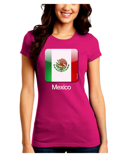 Mexican Flag App Icon - Text Juniors Crew Dark T-Shirt by TooLoud-T-Shirts Juniors Tops-TooLoud-Hot-Pink-Juniors Fitted Small-Davson Sales