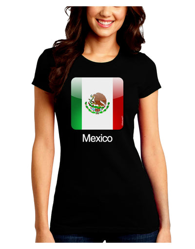 Mexican Flag App Icon - Text Juniors Crew Dark T-Shirt by TooLoud-T-Shirts Juniors Tops-TooLoud-Black-Juniors Fitted Small-Davson Sales