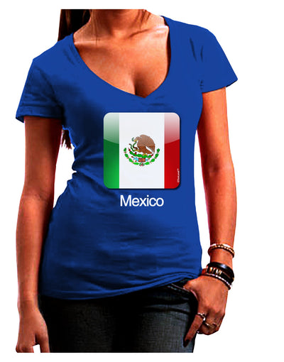 Mexican Flag App Icon - Text Juniors V-Neck Dark T-Shirt by TooLoud-Womens V-Neck T-Shirts-TooLoud-Royal-Blue-Juniors Fitted Small-Davson Sales