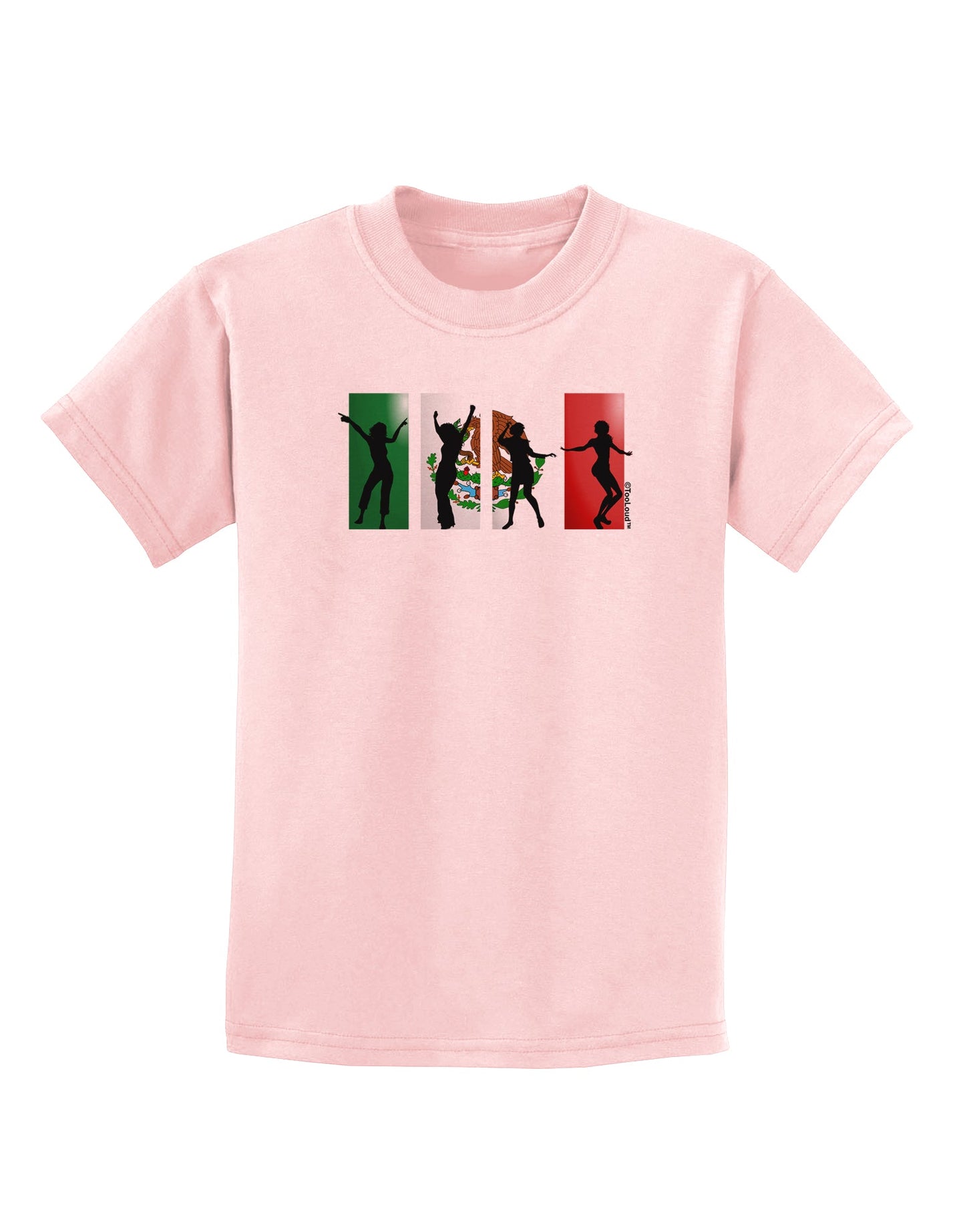 Mexican Flag - Dancing Silhouettes Childrens T-Shirt by TooLoud-Childrens T-Shirt-TooLoud-PalePink-X-Small-Davson Sales