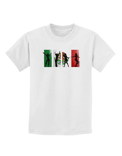 Mexican Flag - Dancing Silhouettes Childrens T-Shirt by TooLoud-Childrens T-Shirt-TooLoud-White-X-Small-Davson Sales