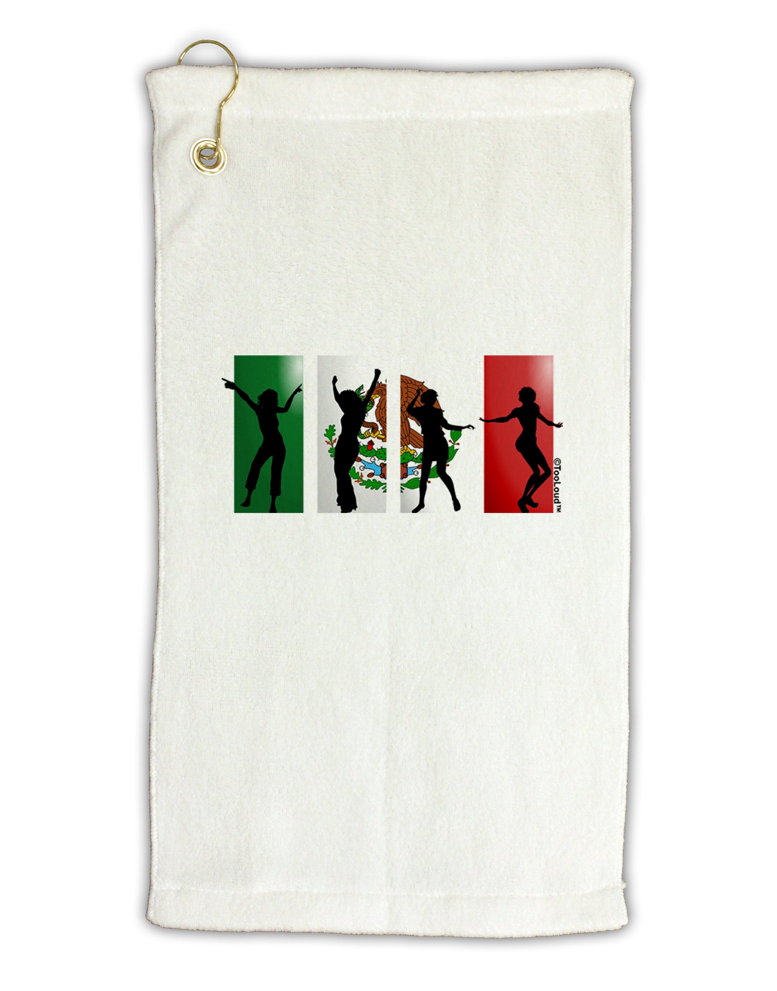 Mexican Flag - Dancing Silhouettes Micro Terry Gromet Golf Towel 16 x 25 inch by TooLoud-Golf Towel-TooLoud-White-Davson Sales