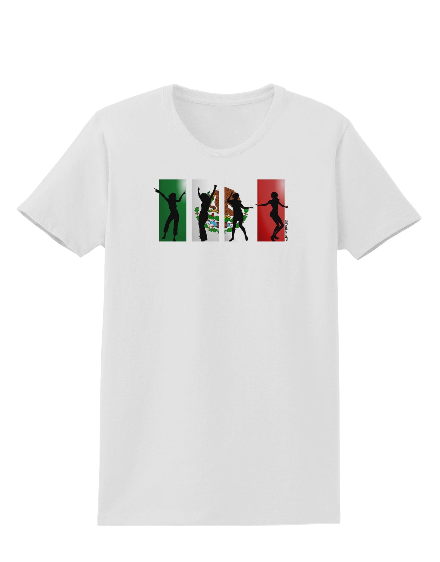 Mexican Flag - Dancing Silhouettes Womens T-Shirt by TooLoud-Womens T-Shirt-TooLoud-White-X-Small-Davson Sales