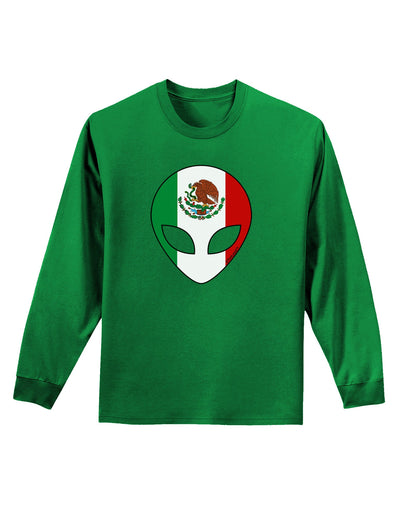 Mexican Flag Extraterrestrial Adult Long Sleeve Dark T-Shirt-TooLoud-Kelly-Green-Small-Davson Sales