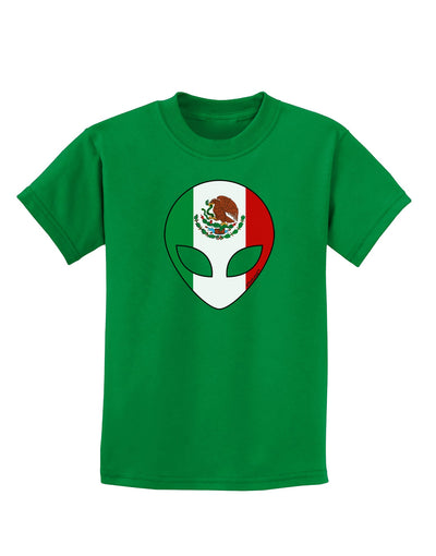 Mexican Flag Extraterrestrial Childrens Dark T-Shirt-Childrens T-Shirt-TooLoud-Kelly-Green-X-Small-Davson Sales