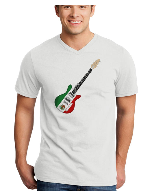 Mexican Flag Guitar Design Adult V-Neck T-shirt by TooLoud-Mens V-Neck T-Shirt-TooLoud-White-Small-Davson Sales